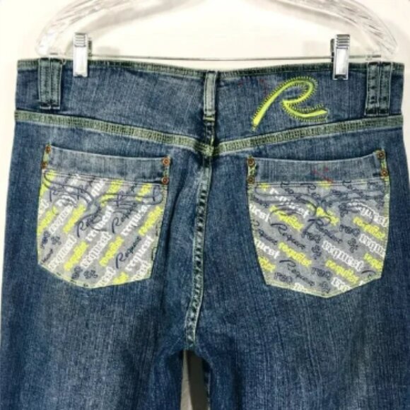 VINTAGE Request Jeans Mens 34X32 Embroidered Denim Distressed Y2K - Picture 3 of 4